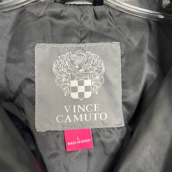 NWT Vince Camuto Asymmetric Zip Faux Leather Moto Jacket L Black - Picture 5 of 15